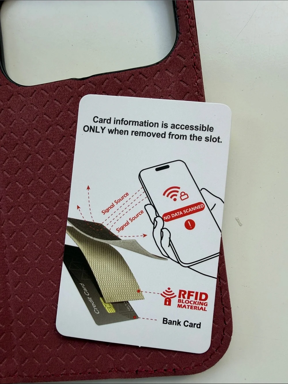 Burgundy Phone Wallet Case with Card Slot iPhone 17